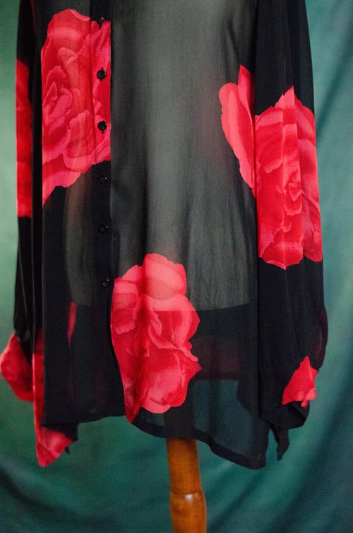 Image of Vintage Folasade Semi Sheer Bold Flower Blouse 