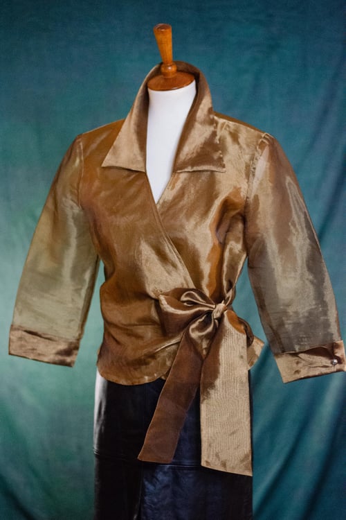 Image of Vintage Esmee Caramel Chiffon Wrap Blouse