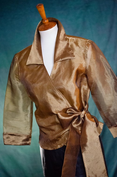 Image of Vintage Esmee Caramel Chiffon Wrap Blouse