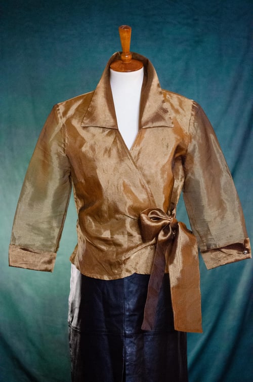 Image of Vintage Esmee Caramel Chiffon Wrap Blouse