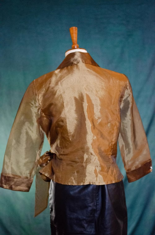 Image of Vintage Esmee Caramel Chiffon Wrap Blouse