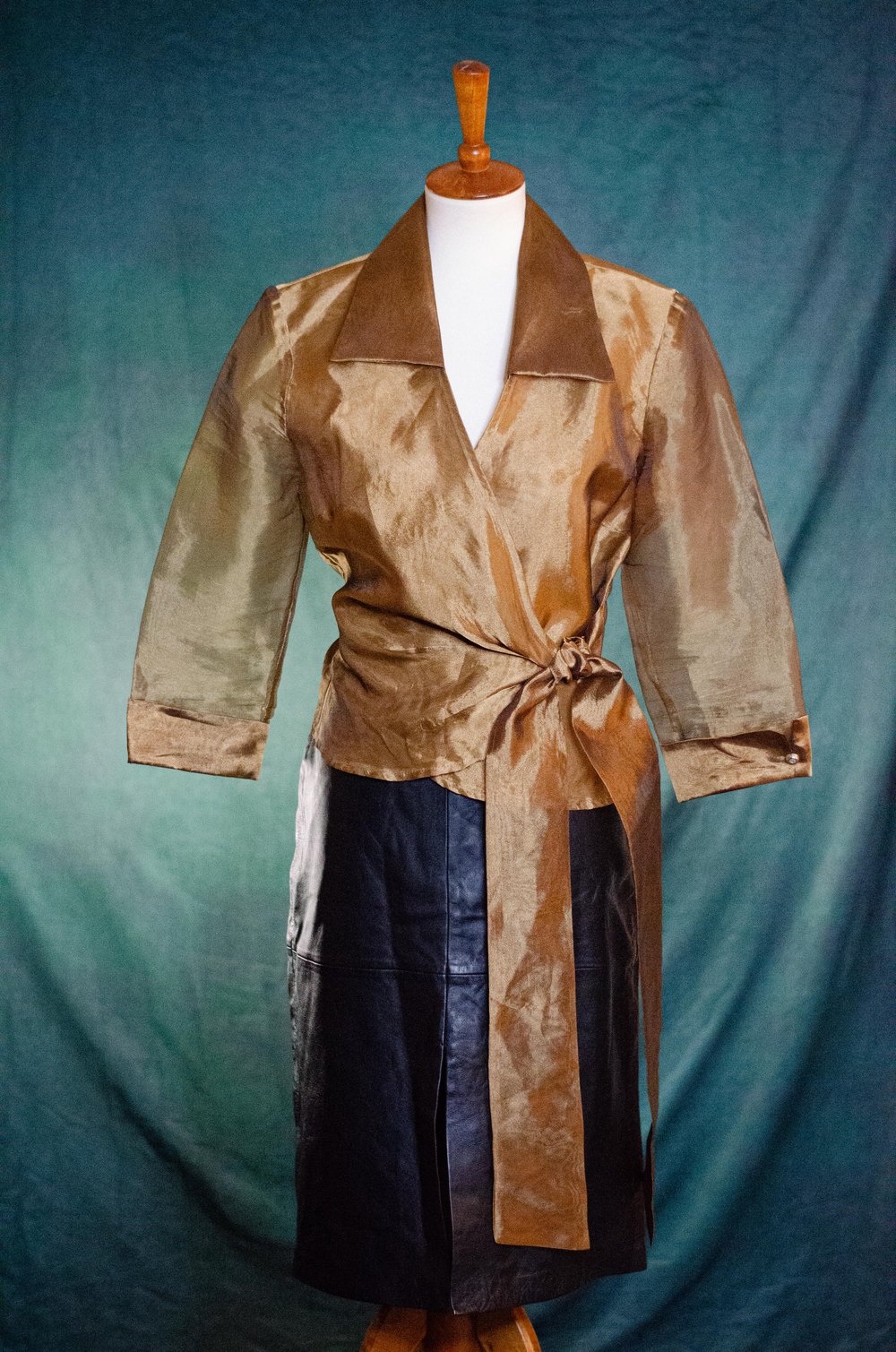 Image of Vintage Esmee Caramel Chiffon Wrap Blouse