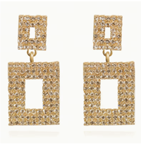 Image 1 of Luxurious Rhinestone Geometric Square Stud Earrings