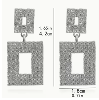 Image 2 of Luxurious Rhinestone Geometric Square Stud Earrings