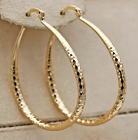 Image 2 of Pattern Golden Hoop Earrings