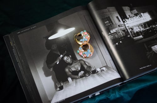 Image of Modern Chidima 3D Floral Enamel Gold Tone Hoop Earrings