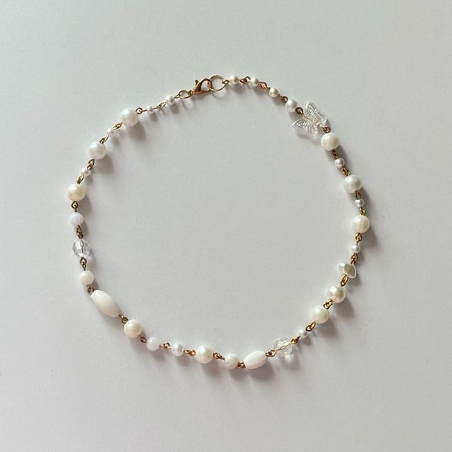 rustic gold and whites necklace