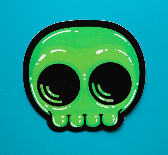 Image of Green Skully Head Sticker 