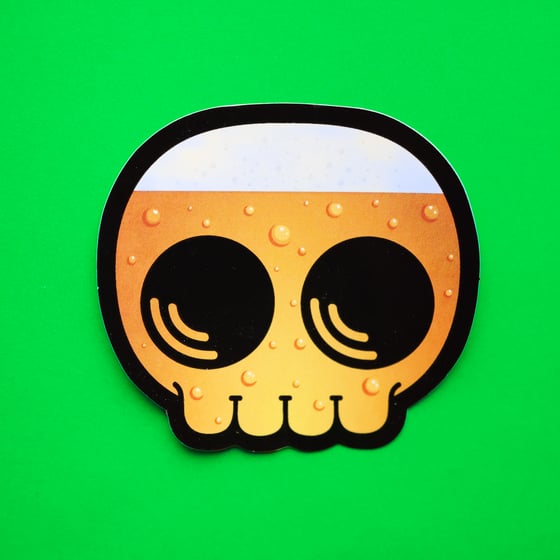 Image of Beer Skully Head Sticker 