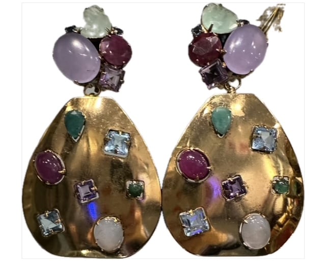 Large Multi Gem Earrings - Image 1 of 1