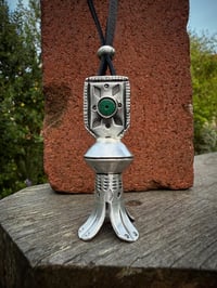 Image 2 of WL&A Handmade Green Royston Heishi Squash Blossom Pendant