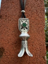 Image 3 of WL&A Handmade Green Royston Heishi Squash Blossom Pendant