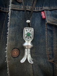 Image 1 of WL&A Handmade Green Royston Heishi Squash Blossom Pendant