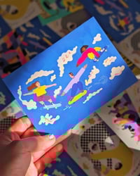 Image 1 of 'Skateboarder's in the Sky' A6 Postcard