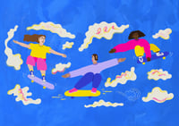 Image 2 of 'Skateboarder's in the Sky' A6 Postcard