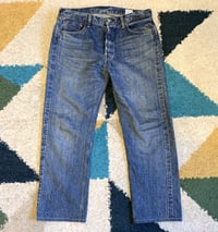 Image 1 of Or Slow Japan 105 straight fit indigo dyed selvedge jeans, size 3 (fits 34”)