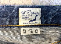 Image 4 of Or Slow Japan 105 straight fit indigo dyed selvedge jeans, size 3 (fits 34”)