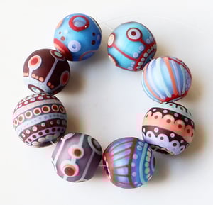 Ruby Blue Jeans Goofballs - 8 velvety beads fit for denim and beyond