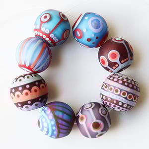 Ruby Blue Jeans Goofballs - 8 velvety beads fit for denim and beyond