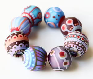 Ruby Blue Jeans Goofballs - 8 velvety beads fit for denim and beyond