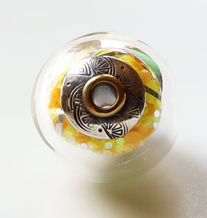 Dayglo Daffodil Party Ball - glass+metal - discordant yellows strike a lovely tone