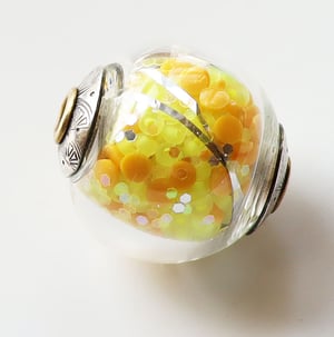 Dayglo Daffodil Party Ball - glass+metal - discordant yellows strike a lovely tone