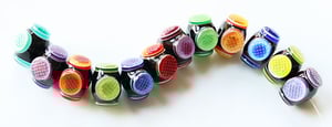 Rainbow Flames Fly-Eye Rondells - 12 quite colorful beads