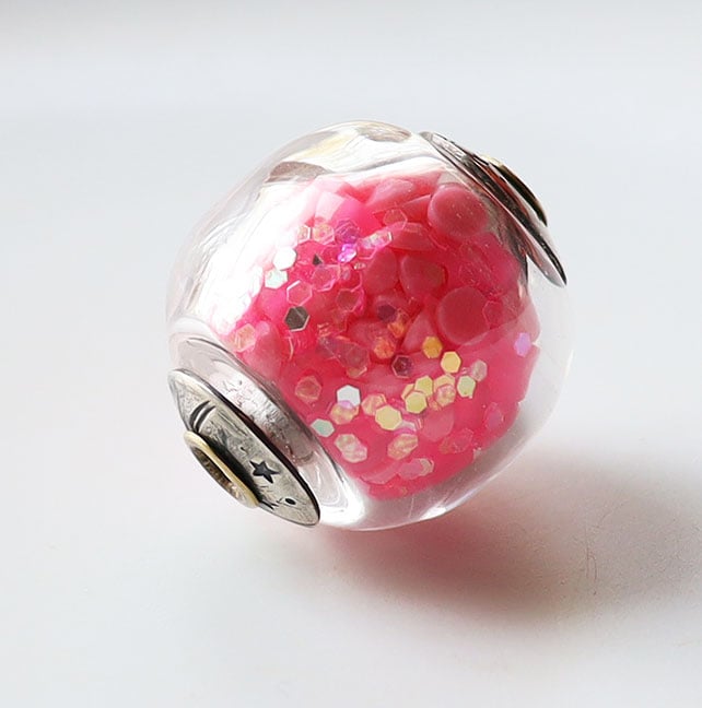 Peppy Pink Party Ball - a glass and metal bead that might settle your soul