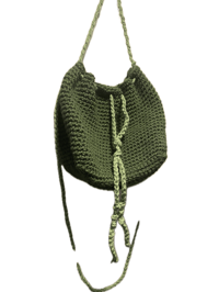 Image 1 of Olive Crochet Drawstring Purse 