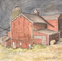Winter Barn Watercolor Print