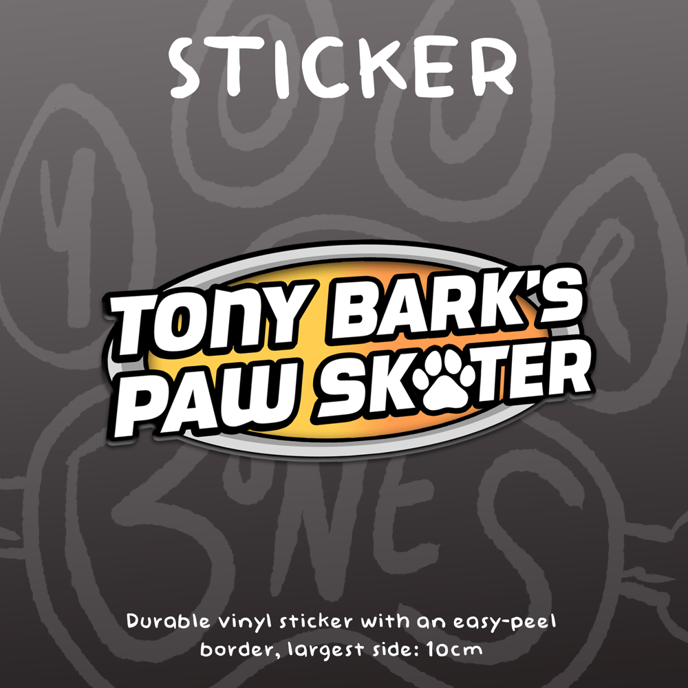 Image of TONY BARK'S PAW SKATER - Vinyl Sticker