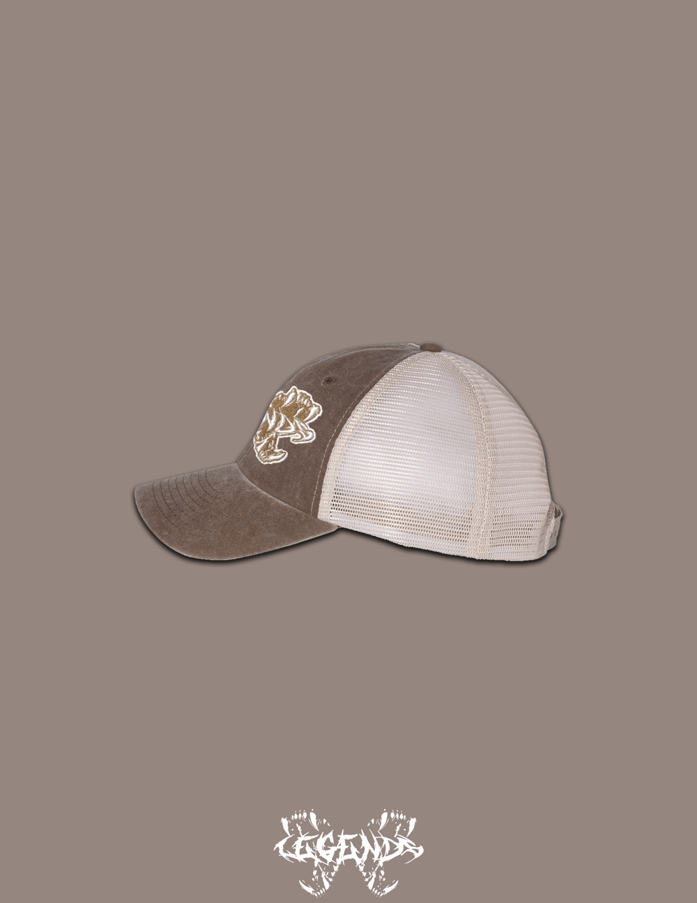 LEGENDS LOGO Pigment-Dyed Trucker Cap (Brown)