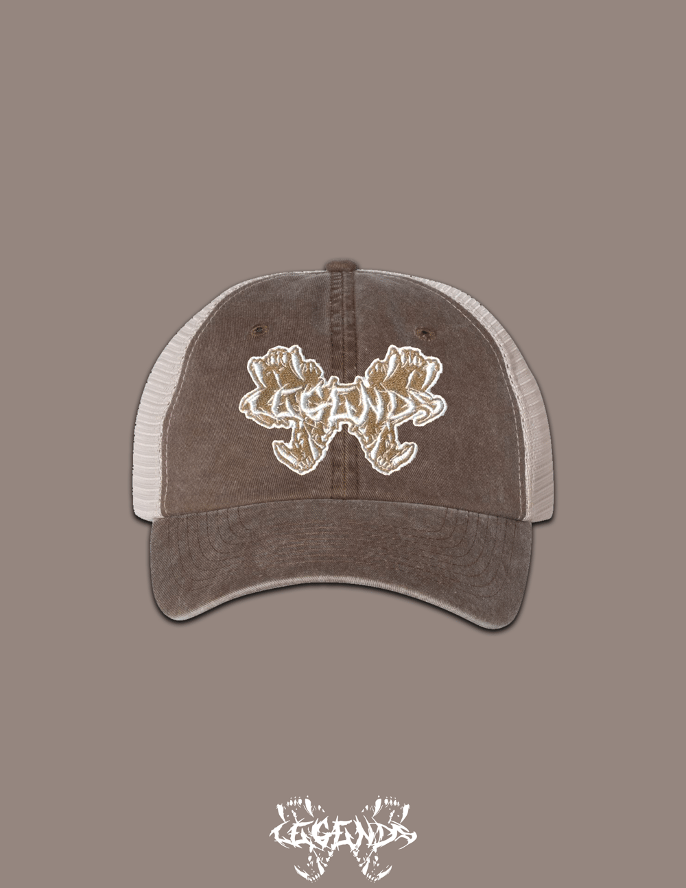 LEGENDS LOGO Pigment-Dyed Trucker Cap (Brown)