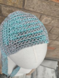 Image 3 of Silver Skies ribbed crochet bonnet 