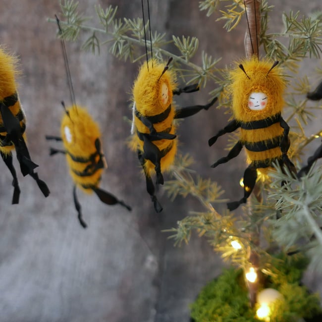 fuzzy buzzy bee ornament