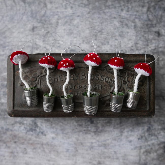teeny tiny toadstool ornament