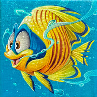 Original Painting "Poisson Papillon Demi Masqué"