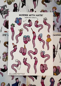 Image 2 of WORMS WITH HATS A4