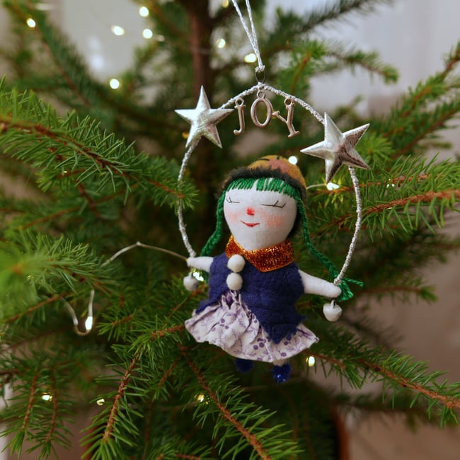  "JOY" pixie doll ornament