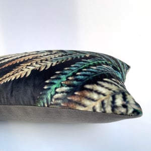 Image of Fern, printed velvet and linen cushion