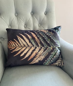 Image of Fern, printed velvet and linen cushion