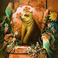Image 1 of The 70'S armchair with large orange flowers