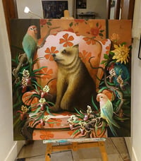 Image 2 of The 70'S armchair with large orange flowers