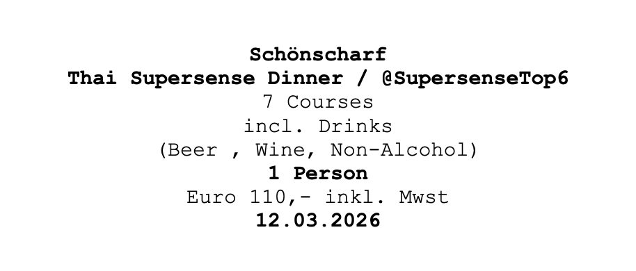 Image of Schönscharf Supersense Dinner 12.03.2026 @ Supersense Top 6