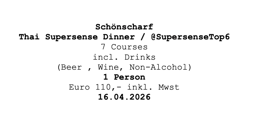 Image of Schönscharf Supersense Dinner 16.04.2026 @ Supersense Top 6