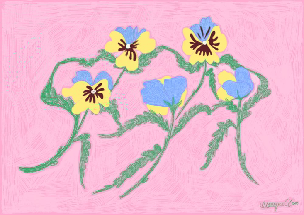Image of Dancing pansies A3