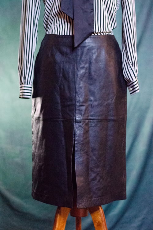 Image of Vintage Cache' Leather Double Slit Midi Skirt