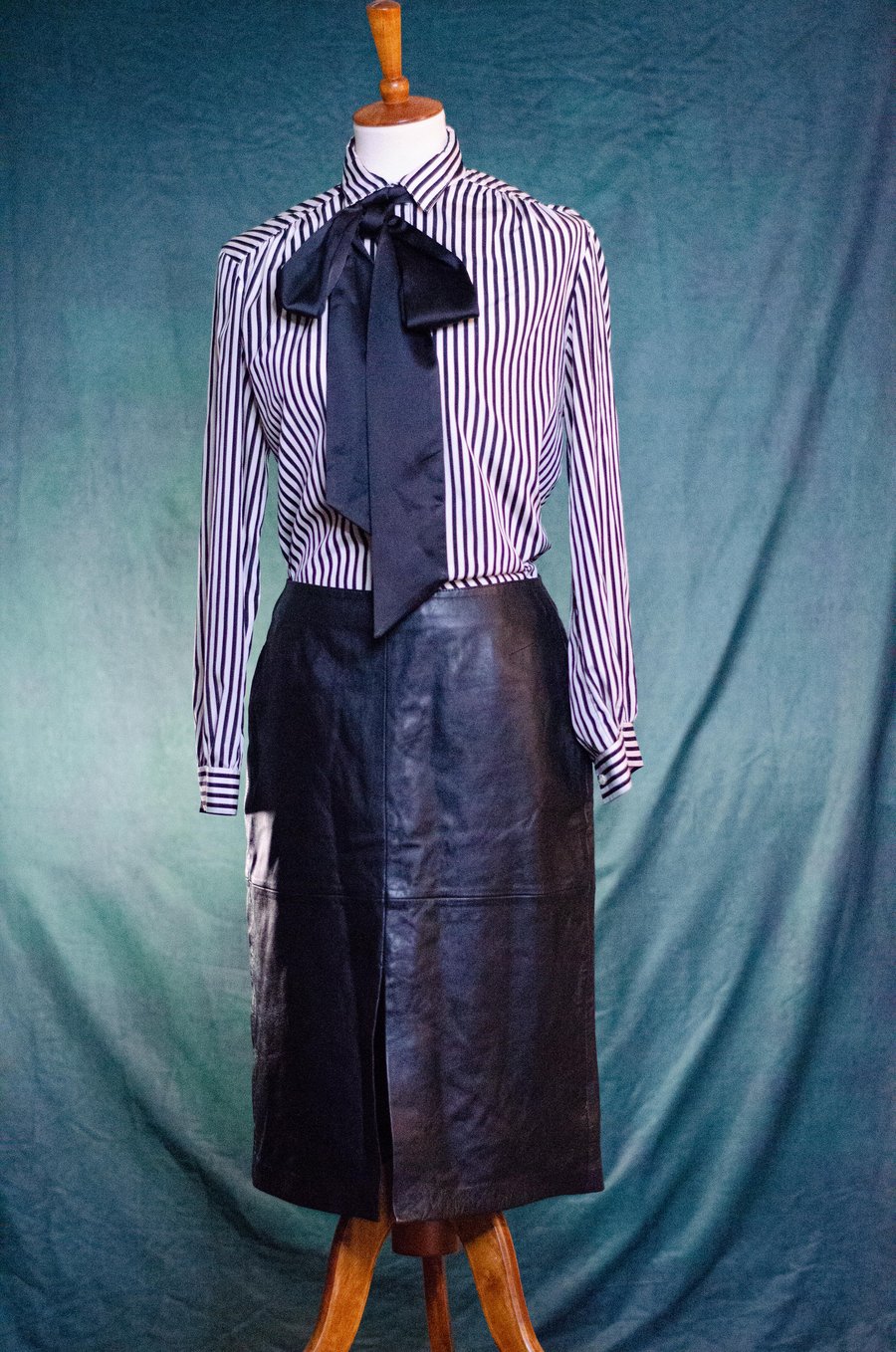 Image of Vintage Cache' Leather Double Slit Midi Skirt