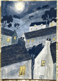 Moonlit Village by Lily Sanderson 