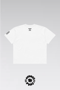 Image 2 of CHANGE YA TUNE ROUND LOGO WHITE TEE — ORGANIC OVERSIZE